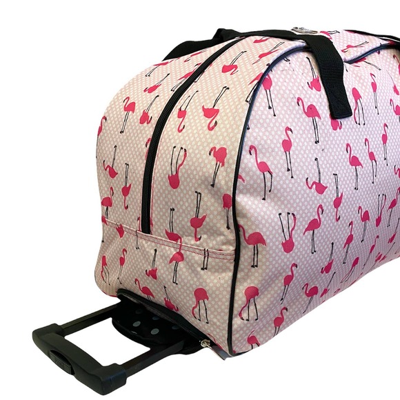 Betsey Johnson Flamingo Strut 22" Rolling Duffle - Picture 4 of 9